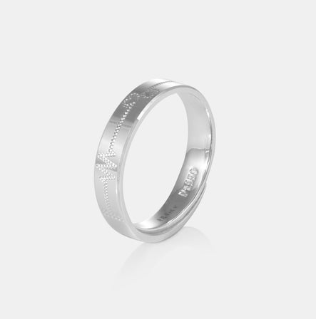 Platinum Heartbeat Etched Band