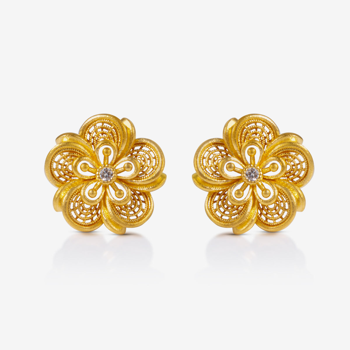 [LLOYD] 韓国☆10K Gold☆Flower Stone Earrings S=Florere stud earrings Flower, Yellow, Gold-tone plated