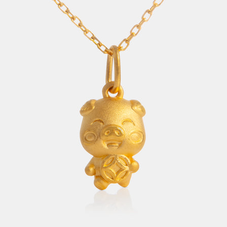 24K Gold Pig Pendant<meta name="title" content="<span style='display:none;'>Lao Feng Xiang 老凤祥</span> 24K Gold Pig Pendant">