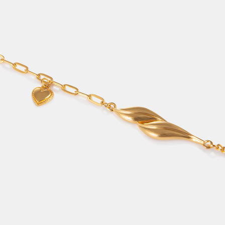 24K Gold Leaf Charm Line Bracelet