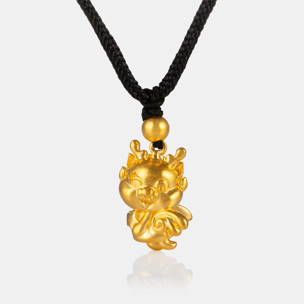 24K Antique Gold Dragon Necklace <meta name=