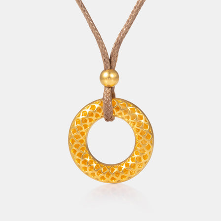24K Antique Gold Wave Peacebuckle Enamel Necklace