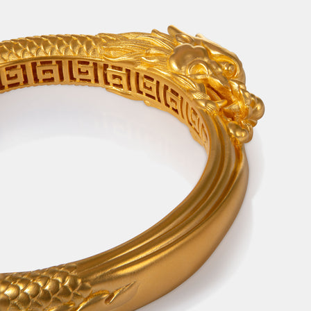 24K Antique Gold Dragon Bangle