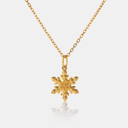 24K Gold Snowflake Pendant