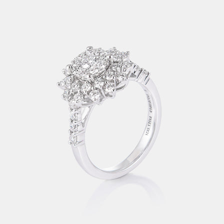 18K WG Illusion Diamond Petal Ring