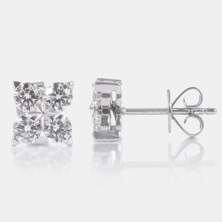 18K WG Large Diamond Flower Earrings