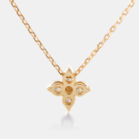 18K YG Medium Diamond Flower Necklace