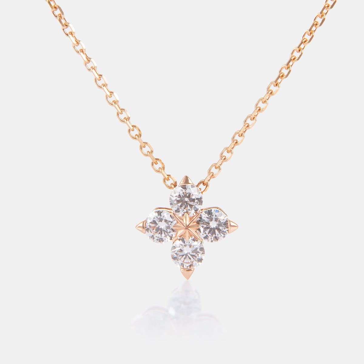 18K Rose Gold Diamond Flower Necklace | Lao Feng Xiang Jewelry