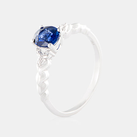 Oval Sapphire and Diamond Twist Band Ring