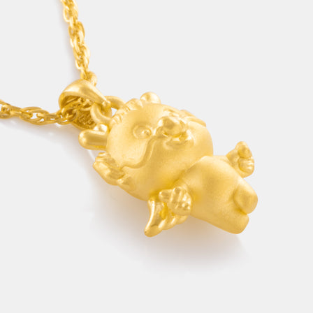 24K Gold Zodiac Dragon Pendant