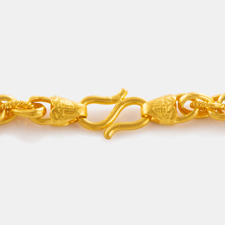 24K Gold Wheat Link Necklace
