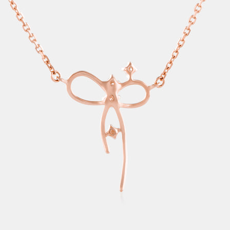 18K Rose Gold Diamond Bow Necklace