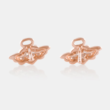 18K Rose Gold Diamond Angel Stud Earrings