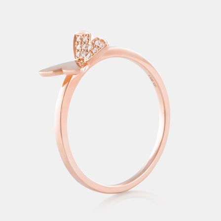 18K Rose Gold Diamond Butterfly Ring