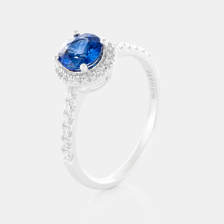 Royal Jewelry Box Sapphire and Diamond Halo Ring