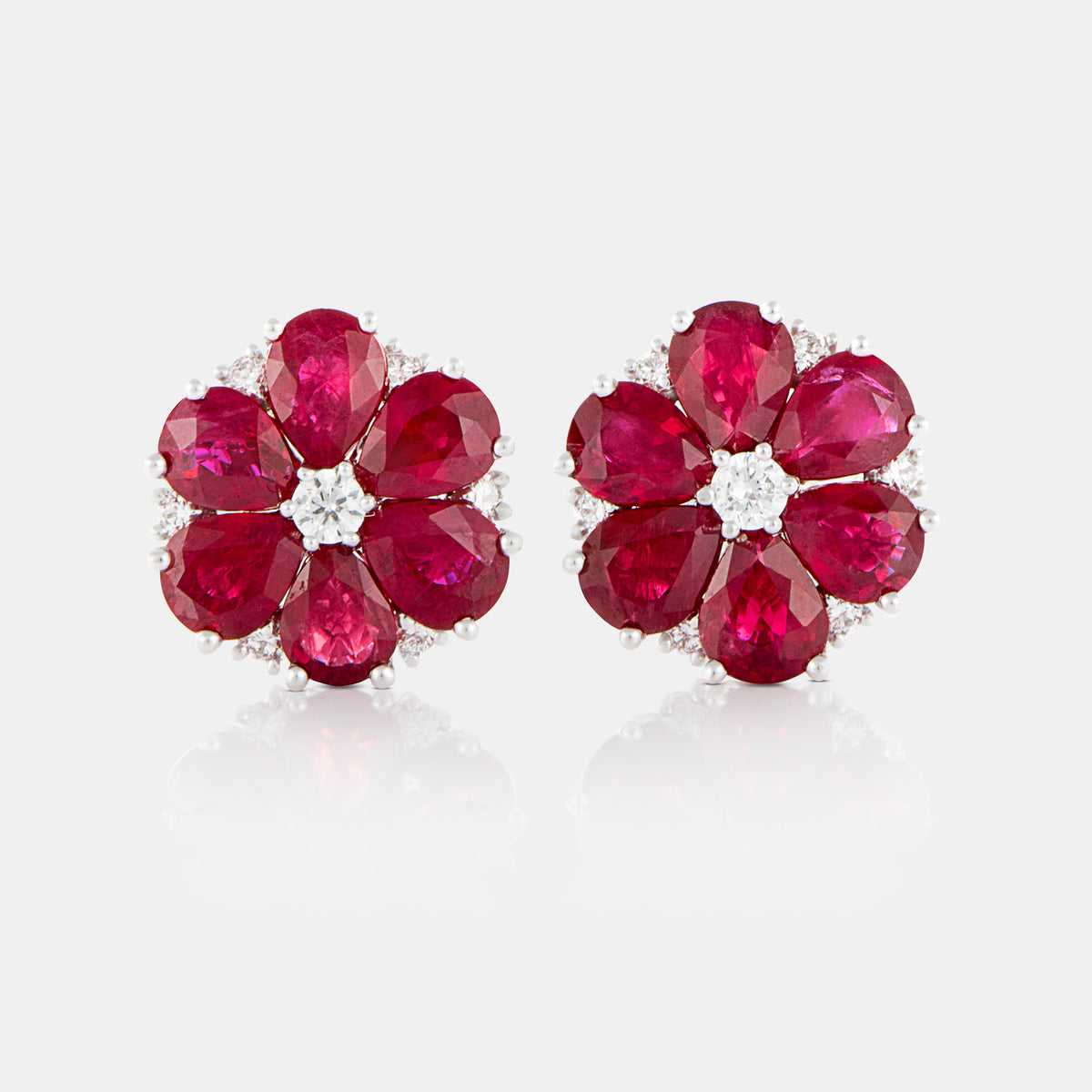 Royal Jewelry Box Ruby and Diamond Bloom Earrings Lao Feng Xiang