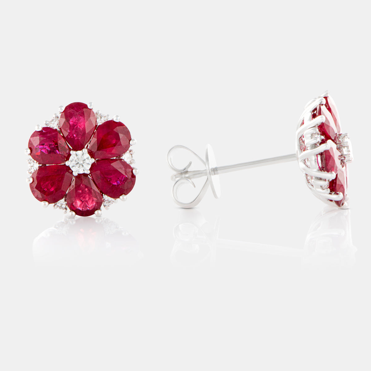 Royal Jewelry Box Ruby and Diamond Bloom Earrings Lao Feng Xiang