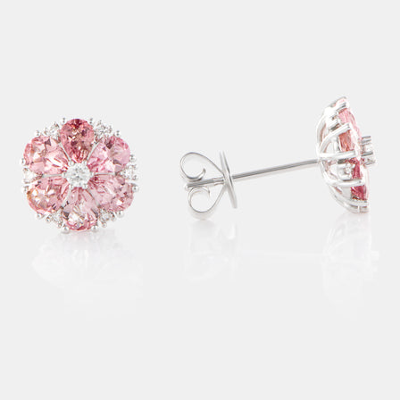 Royal Jewelry Box Pink Tourmaline and Diamond Bloom Earrings