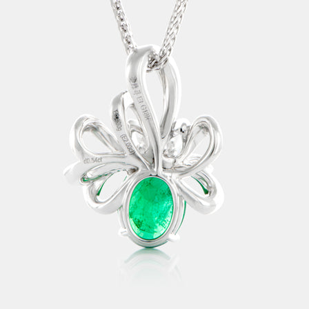Royal Jewelry Box Emerald and Diamond Ribbon Pendant