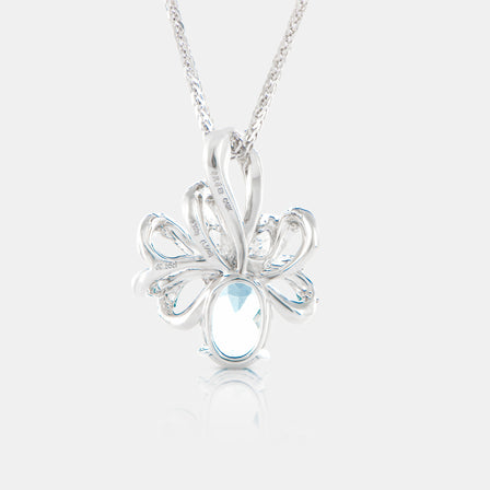 Royal Jewelry Box Aquamarine and Diamond Ribbon Pendant