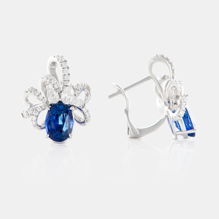 Royal Jewelry Box Sapphire and Diamond Ribbon Earrings