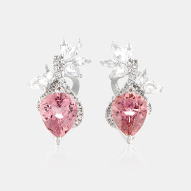 Royal Jewelry Box Pink Tourmaline and Sapphire Petal Earrings