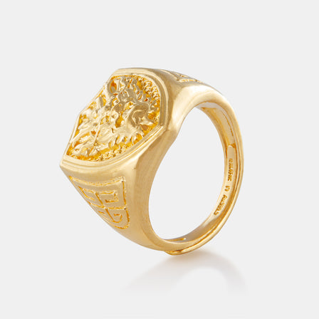 24K Gold Dragon Signet Ring