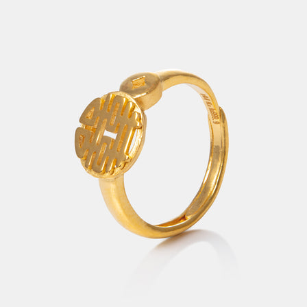24K Gold Double Happiness Ring