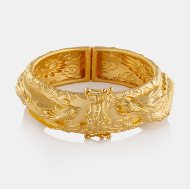 24K Gold Dragon And Phoenix Blessing Bangle