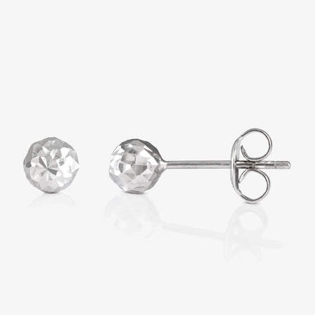 Platinum Faceted Ball Earrings