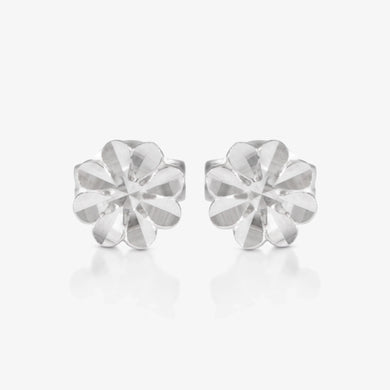 Platinum Faceted Flower Earrings