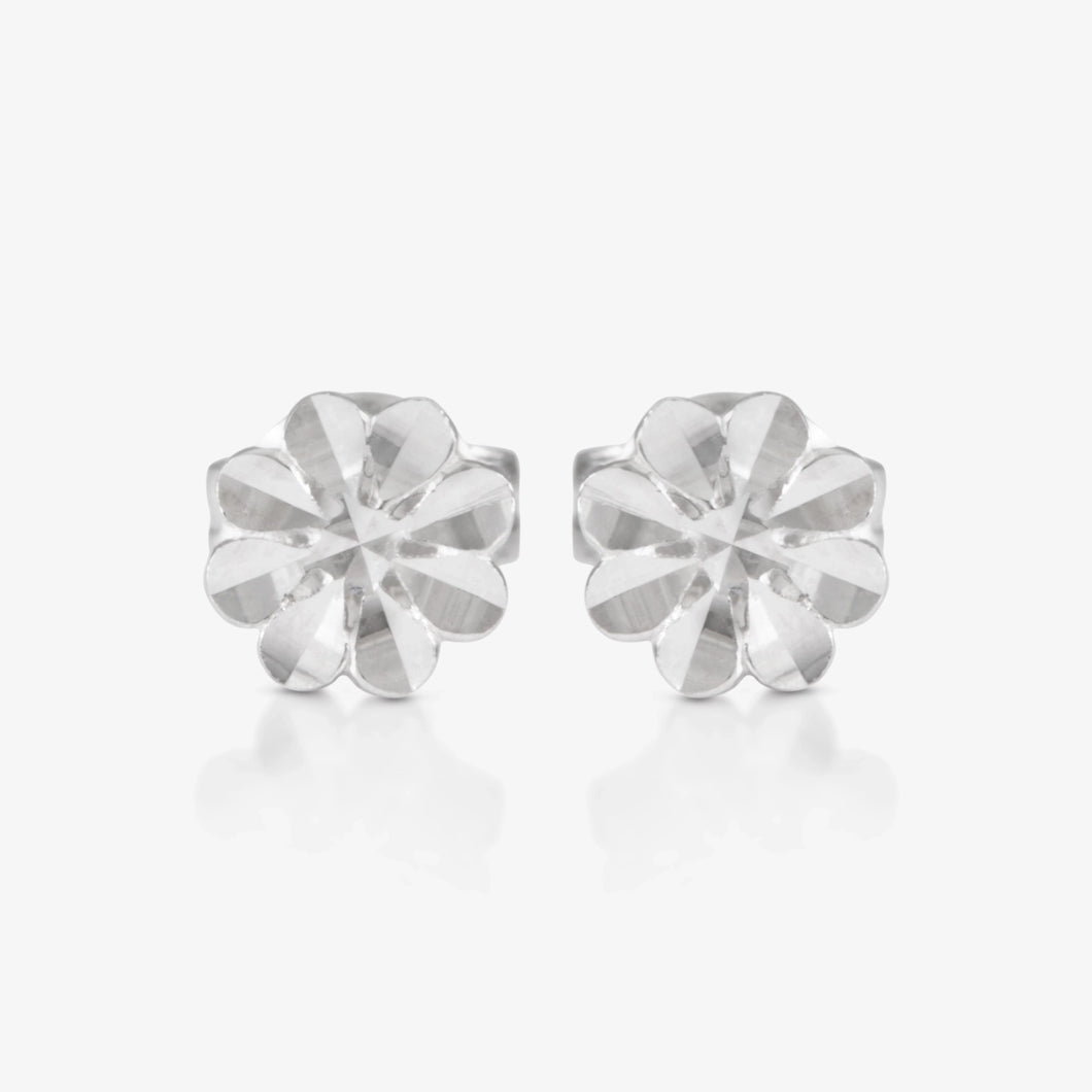 Platinum Faceted Flower Earrings