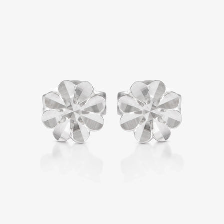 Platinum Faceted Flower Earrings