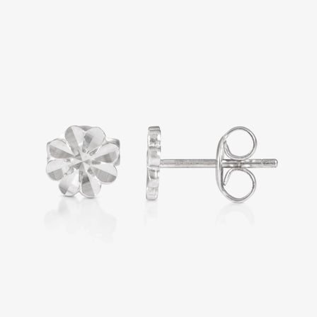 Platinum Faceted Flower Earrings