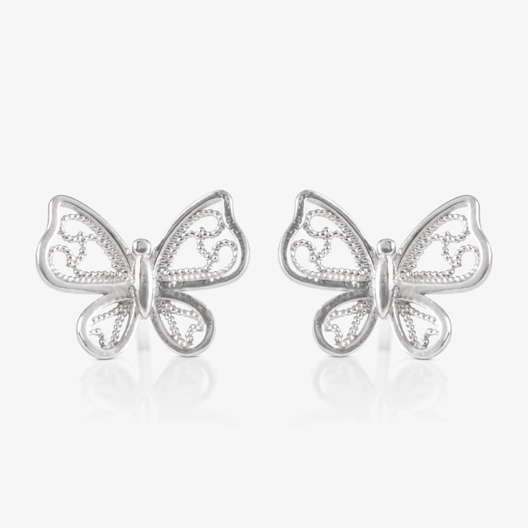 Platinum Filigree Butterfly Earrings