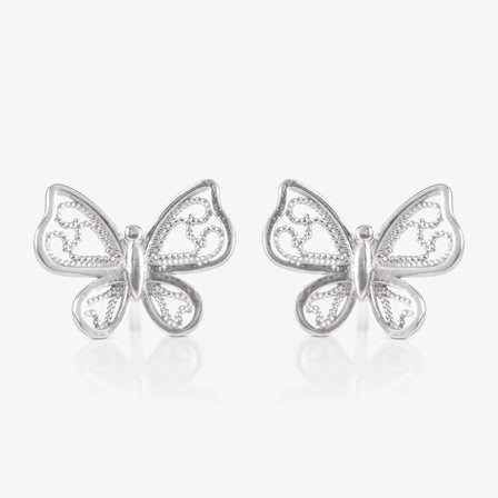 Platinum Filigree Butterfly Earrings