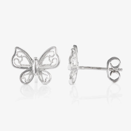 Platinum Filigree Butterfly Earrings