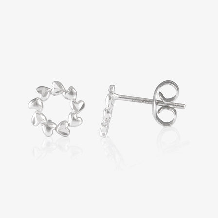 Platinum Heart Circle Earrings