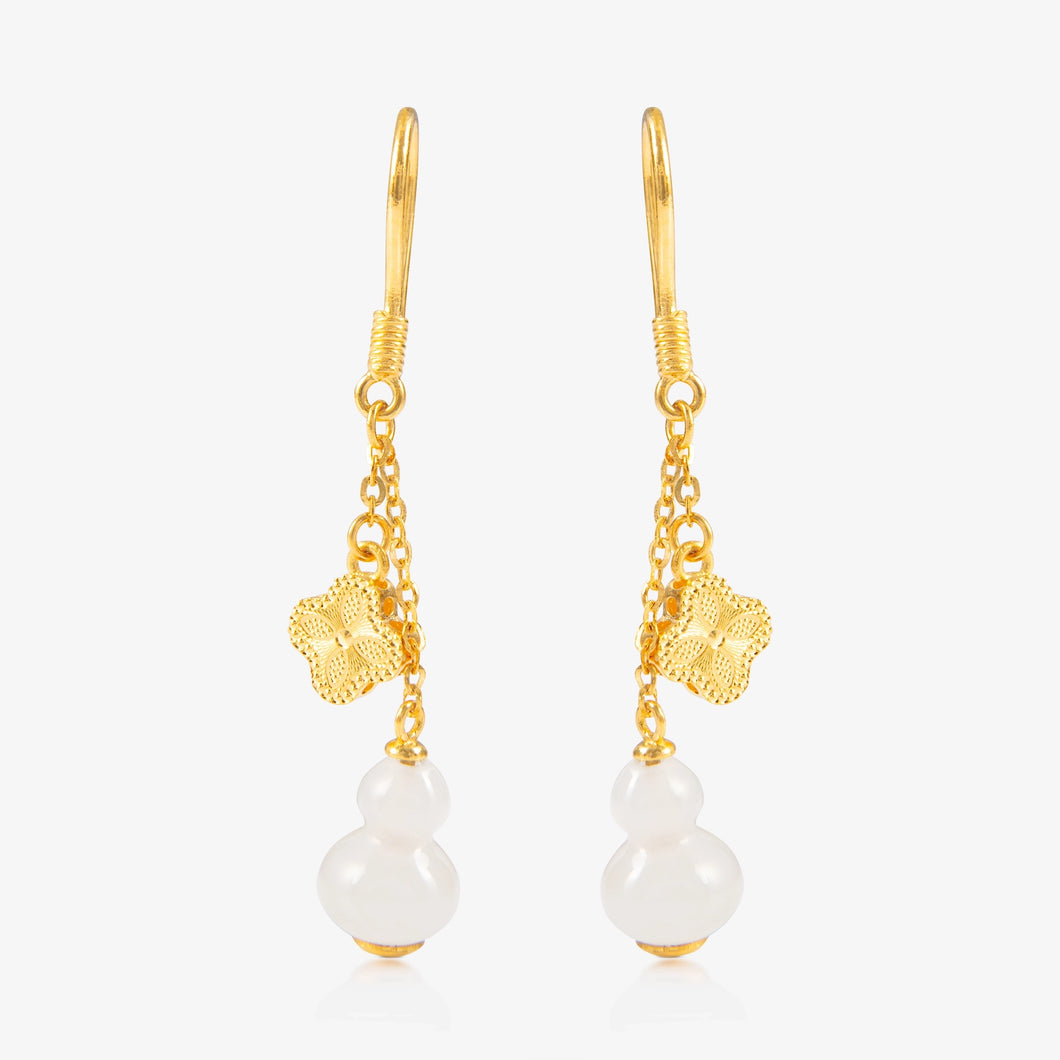 Nephrite and 24K Gold Hulu Tassel Earrings