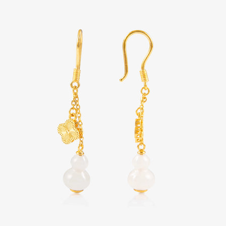 Nephrite and 24K Gold Hulu Tassel Earrings