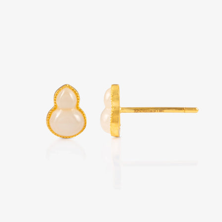 Nephrite and 24K Gold Hulu Stud Earrings