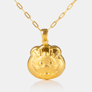 24K Gold Dragon Moneybag Pendant <meta name=