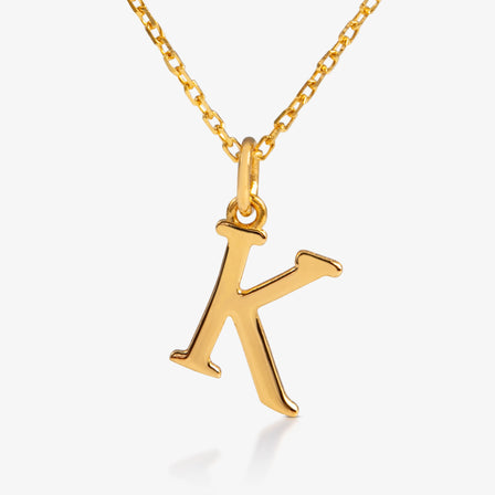 24K Gold Monogram Necklace - Letter K