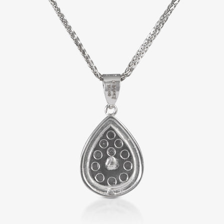 Platinum Teardrop Pendant with Diamond-Cut Design