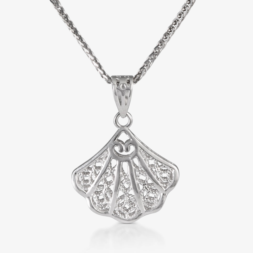 Platinum Filigree Fan Pendant