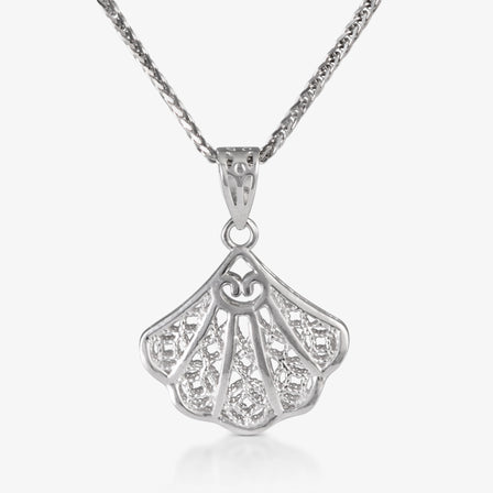 Platinum Filigree Fan Pendant