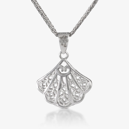 Platinum Filigree Fan Pendant