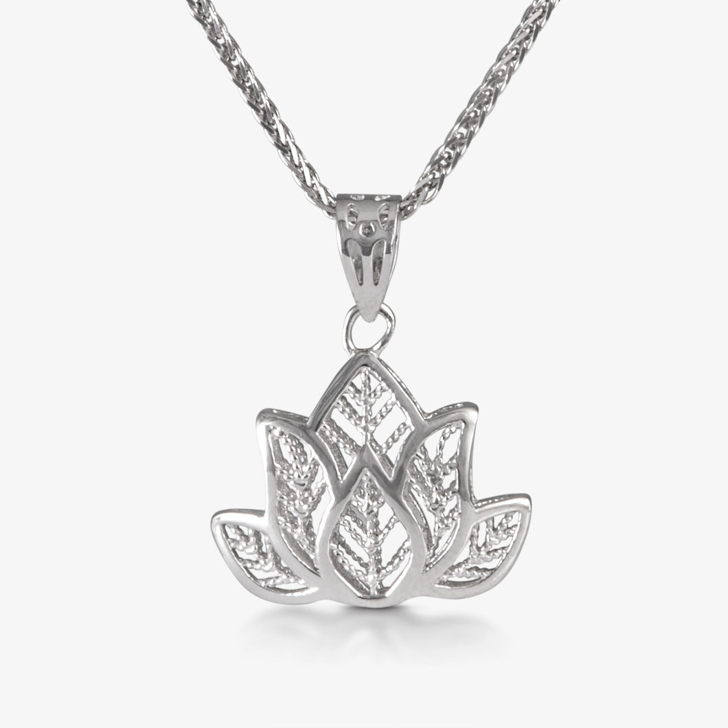 Platinum Filigree Lotus Pendant