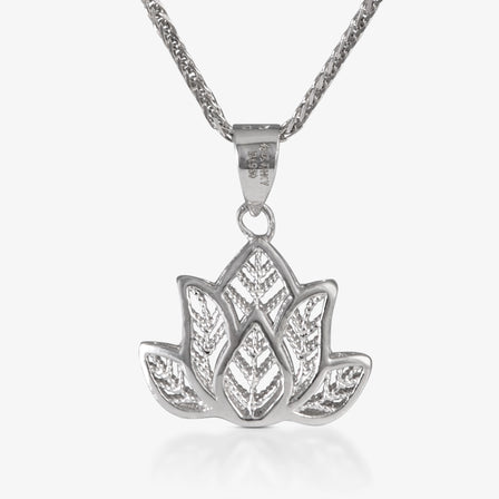 Platinum Filigree Lotus Pendant