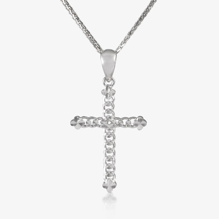 Platinum Diamond-Cut Cross Pendant